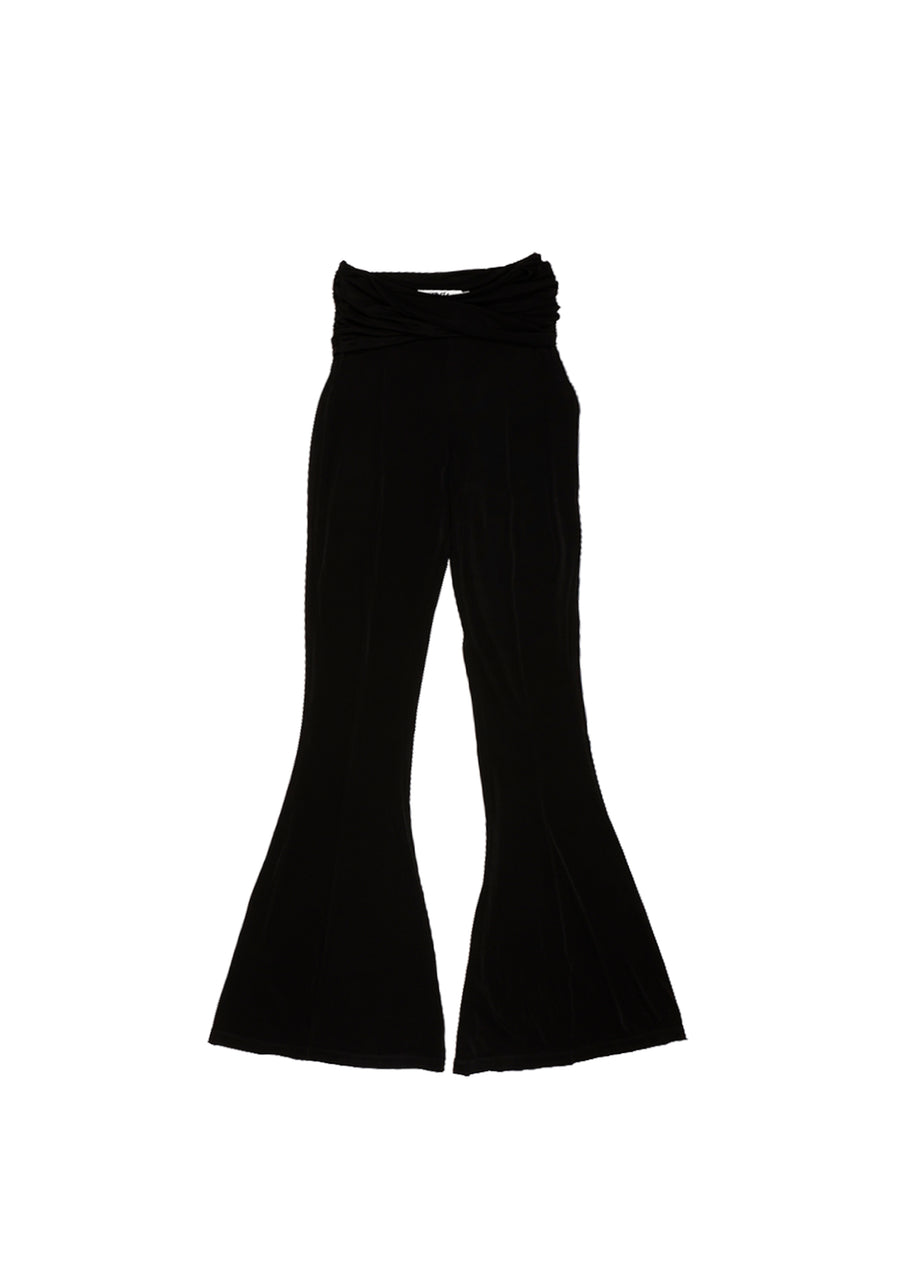 GATHERED FLARED TROUSERS