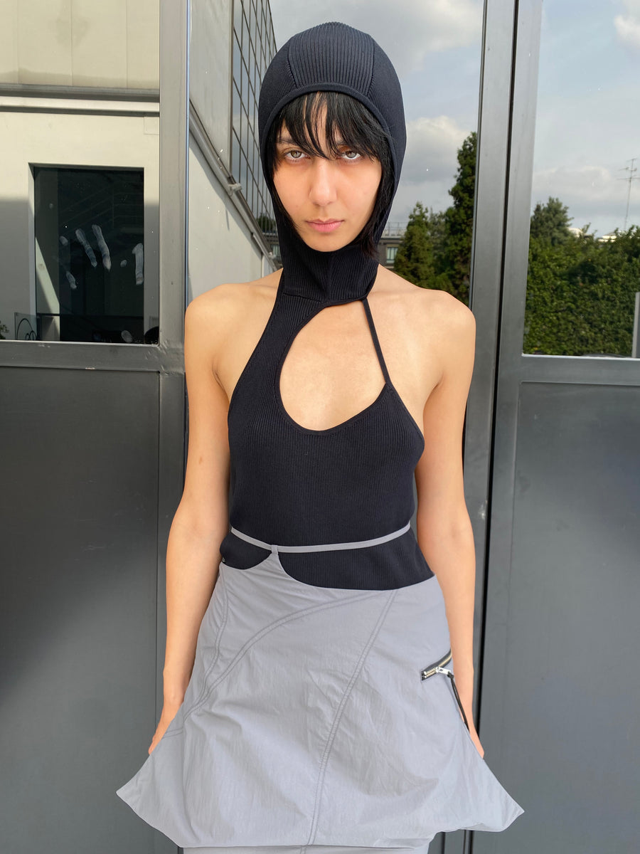KNIT HOODIE TOP