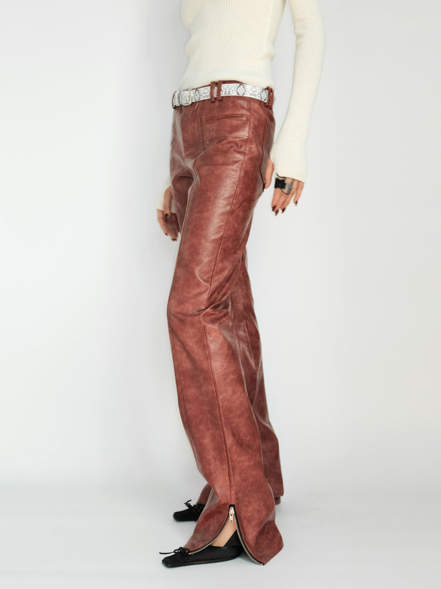 WASHED LEATHER PANTS