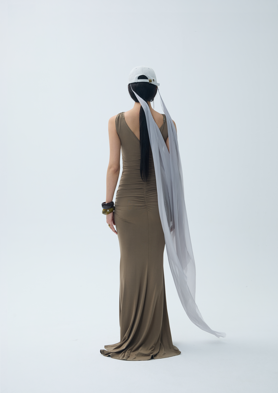 gathered corset dress Simone Rocha Petal Sleeve Gathered Bust Corset Dress in Nude