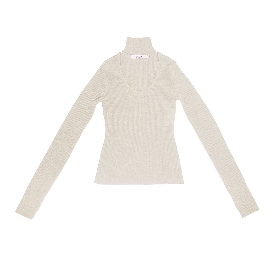 CUTOUT KNIT TURTLENECK TOP