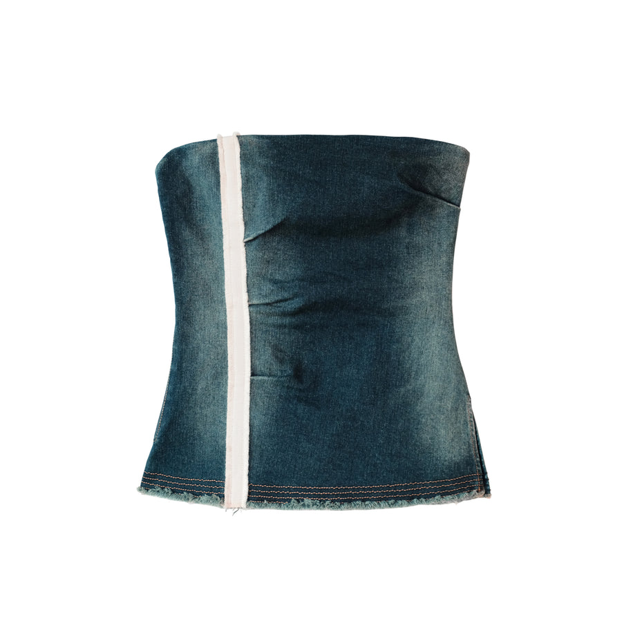 DENIM WASHED TUBE TOP