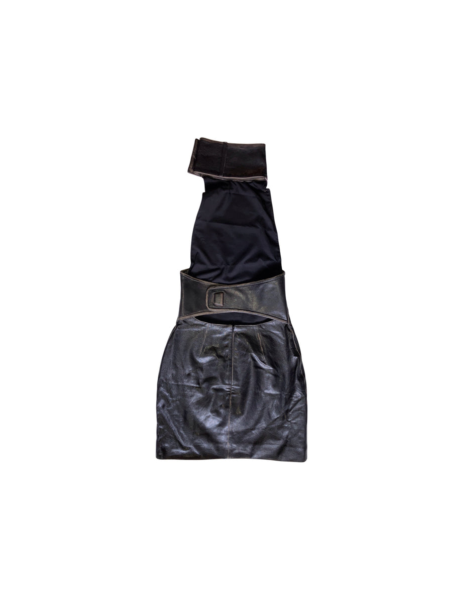 PRINTED HALTER-NECK LEATHER DRESS DIDU PRINTED HALTER-NECK LEATHER DRESS DIDU