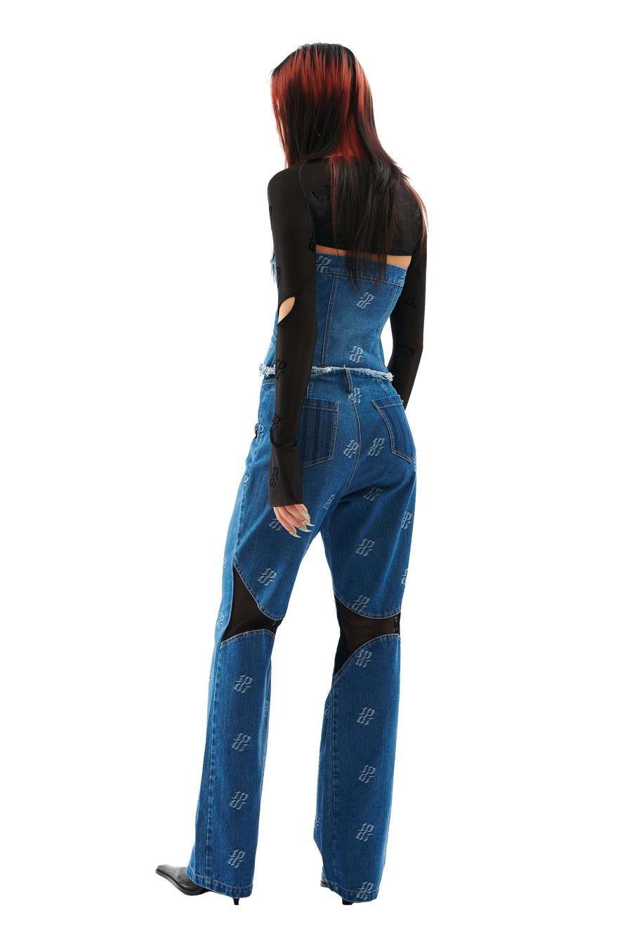 MONOGRAM DENIM CUT OUT JEANS